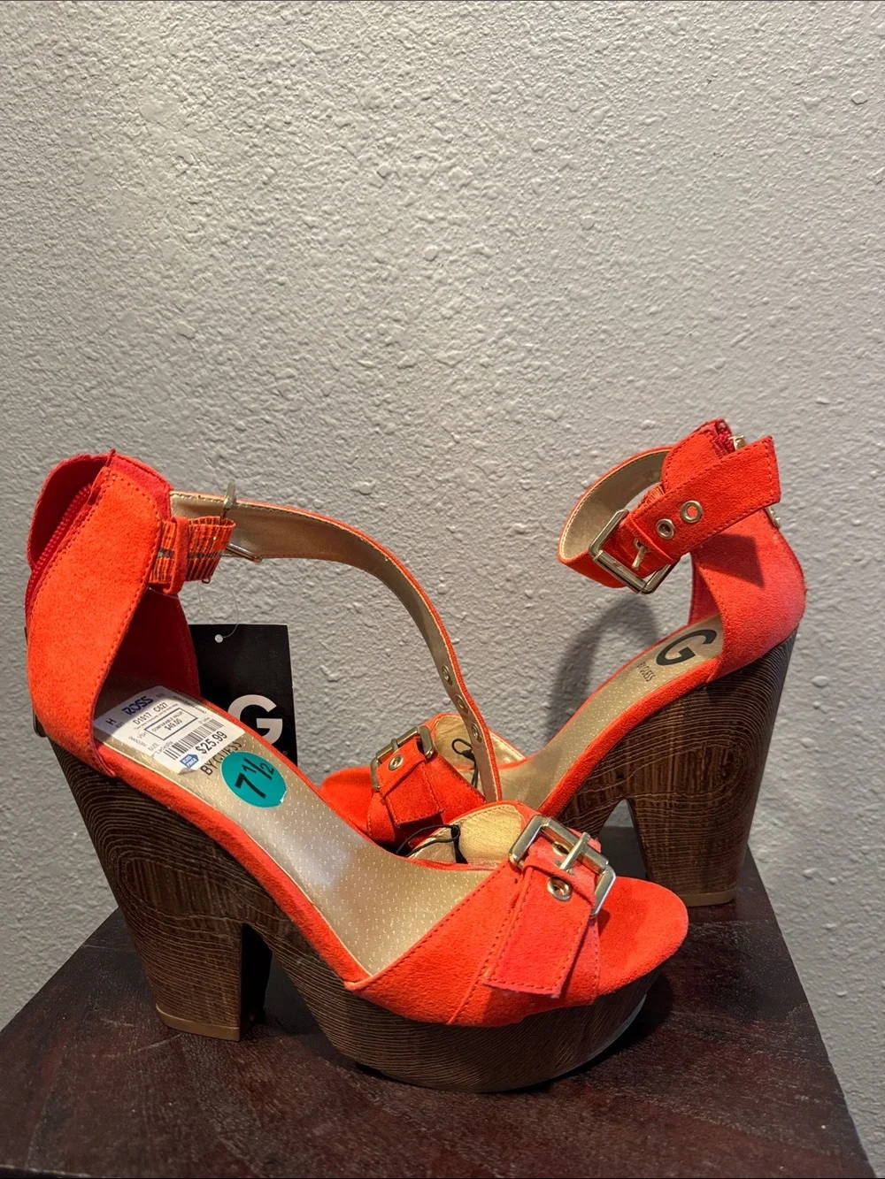 G by Guess Bright Orange Suede Platform Sandals